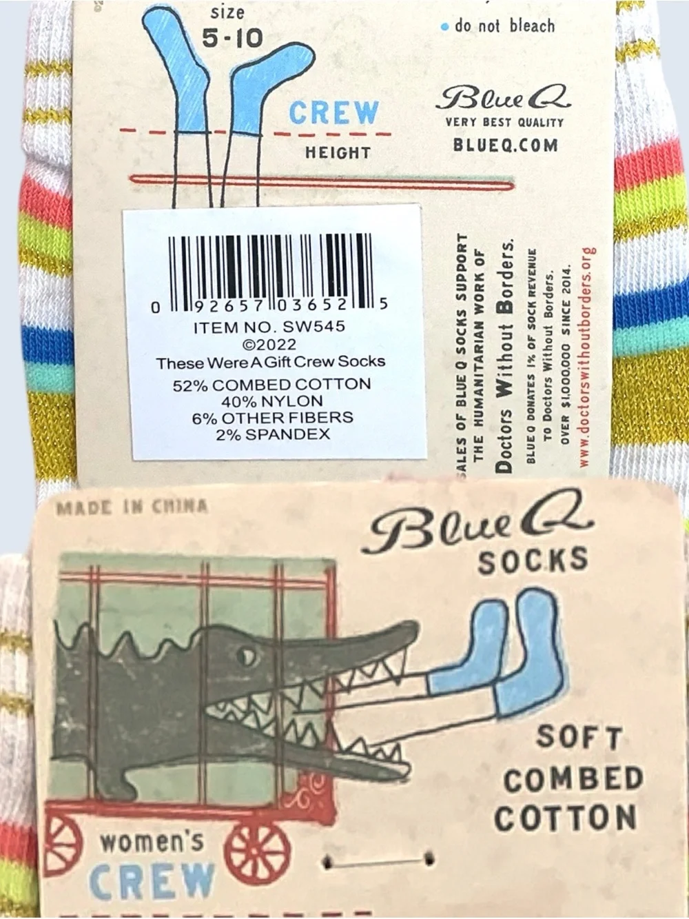 NEW NWT 2022 Blue Q “These Were A Gift” Women’s Crew Socks 5-10 Soft Cotton